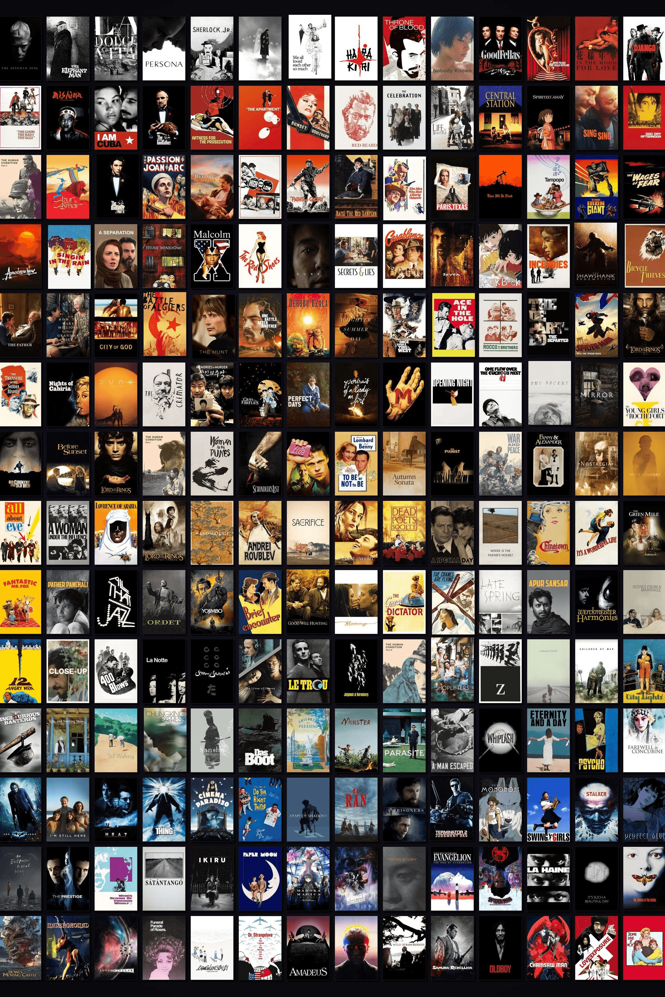 Movie poster collage from Official Top 250 Narrative Feature Films