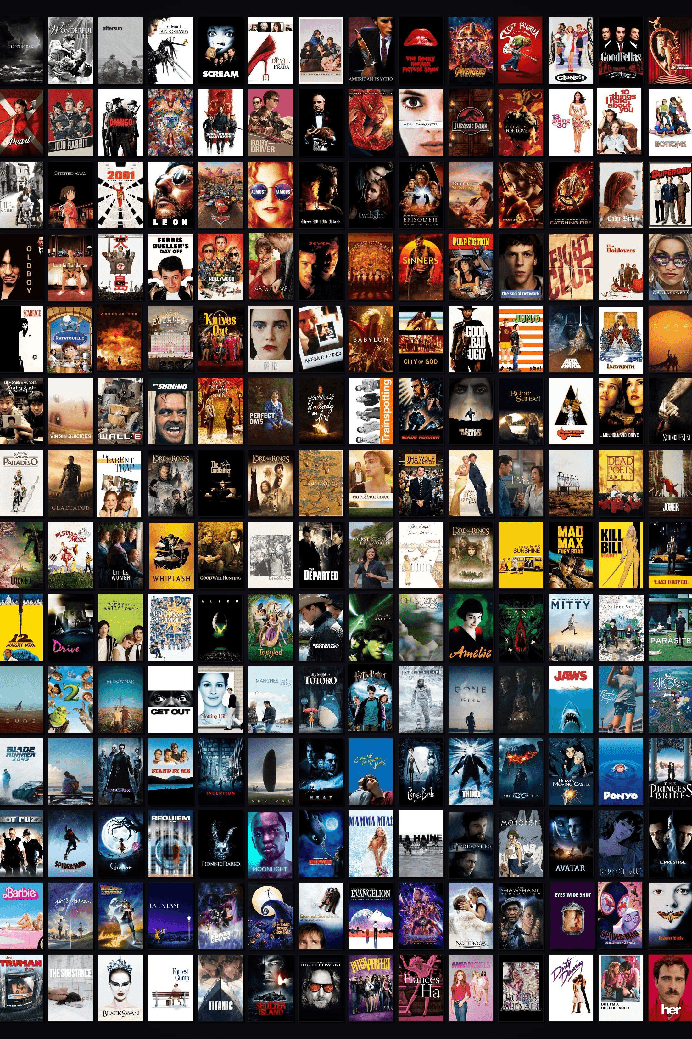 Movie poster collage from Official Top 250 Films With The Most Fans