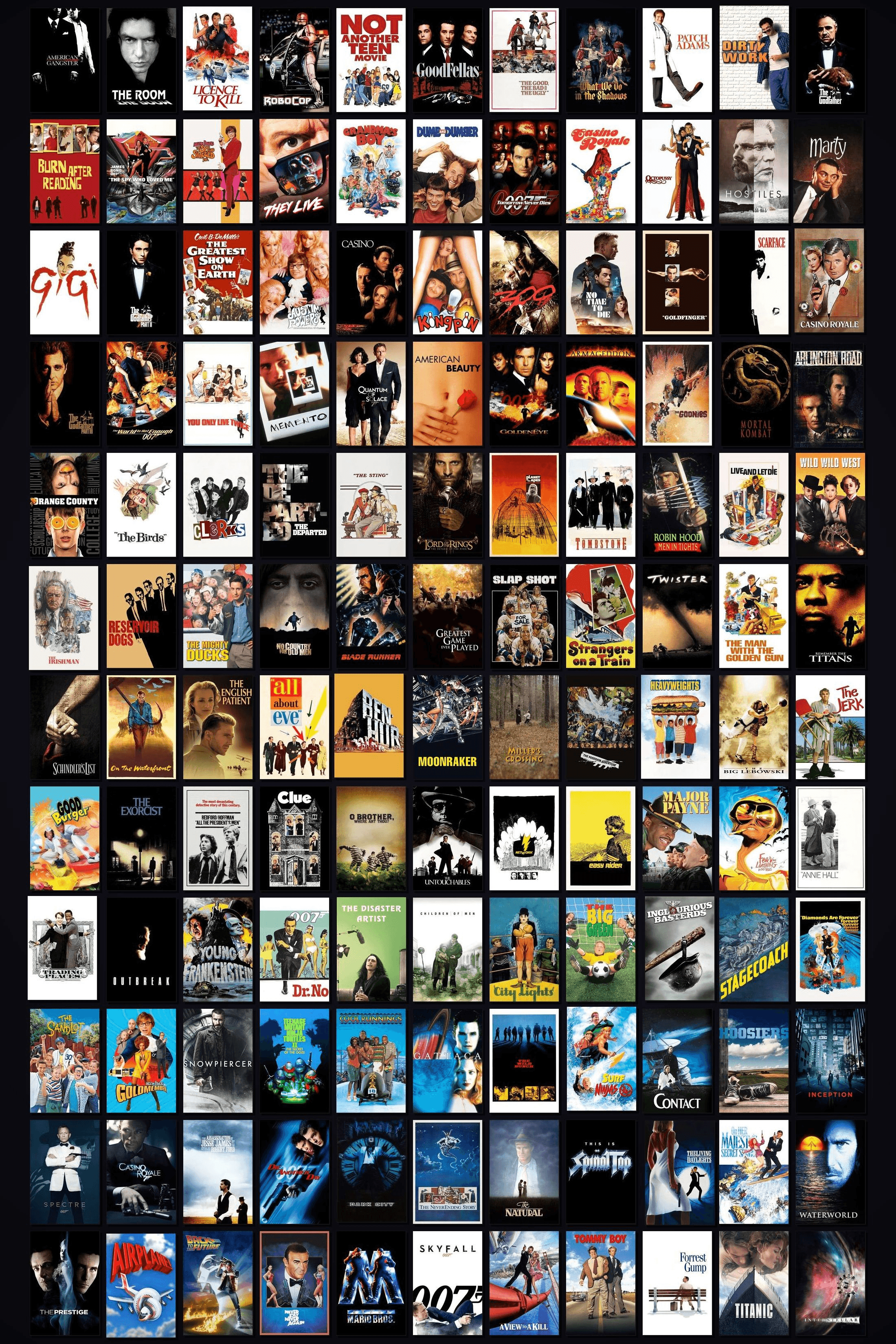 Movie poster collage from Bond Night