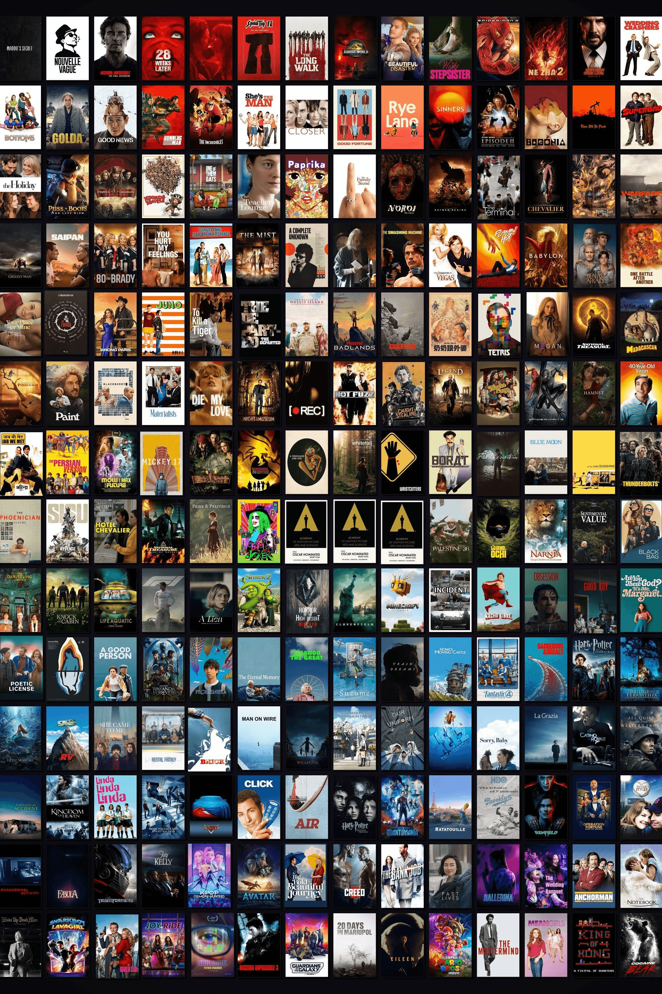 Movie poster collage from @Calculatingpoet